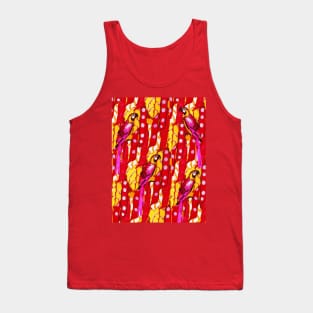 RED MACAWS ,YELLOW LEAVES,TROPICAL PLANTS FLORAL PATTERN Tank Top